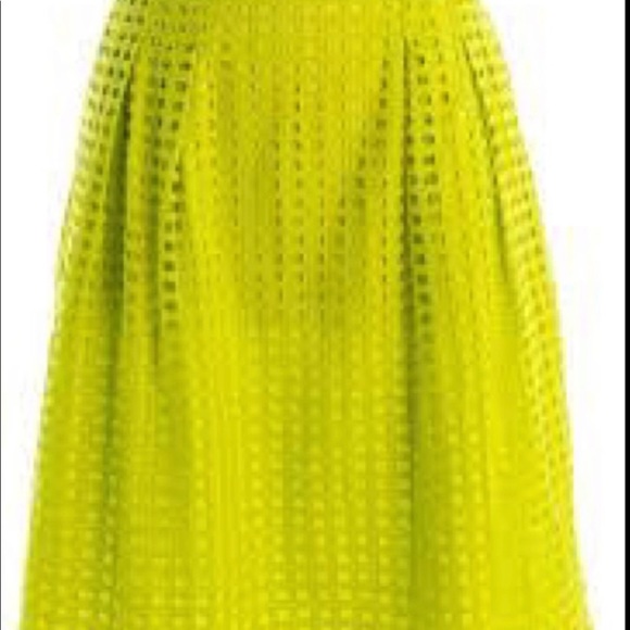 LOFT Chartreuse Eyelet Skirt, Size 4 Petite - Picture 2 of 5